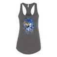 thumbnail image 2 of Wolf Painting Splatter Abstract Art Animal Lover Ladies Racerback Tank Top, Dark Grey, X-Large, 2 of 3