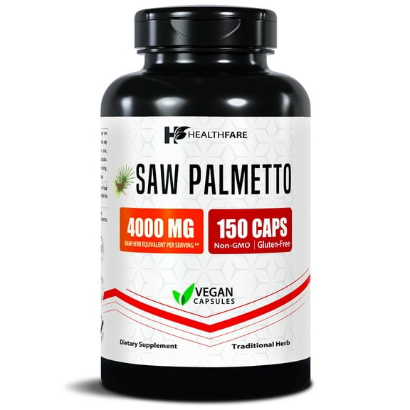 HealthFare Saw Palmetto for Men & Women | Extract 4000mg | 150 Vegan Capsules | Extra Strength Herbal Supplement | Supports Prostate, Urinary, Hair & DHT Balance | Non-GMO, Gluten-Free | Made in USA