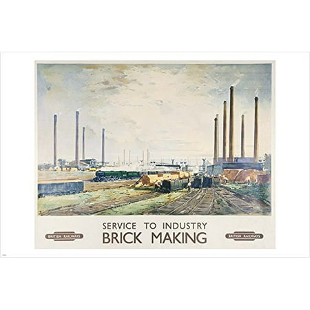 Vintage Brick Making Poster For British Airways Factory Industry