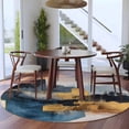 thumbnail image 3 of Round Rugs 5Ft, Navy Blue Yellow Round Area Rug Washable Indoor Throw Carpet, Modern Art Abstract Vintage Soft Non Slip Circle Rug for Cabinet Bathroom Home Decor Aesthetic, 3 of 8