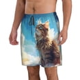 thumbnail image 2 of Kdxio Blue Sky Winged Cat Pattern Mens Casual Shorts - Drawstring Summer Beach Sports Shorts for Men, 2 of 5