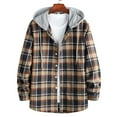 thumbnail image 2 of Deals LYXSSBYX Long Sleeve Shirts for Men Men Casual Patchwork Fashion Plaid Hooded Button Long Sleeve Shirt Blouse, 2 of 8