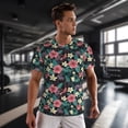 thumbnail image 3 of Wukai Green Tropical Leaves Print Men's Short-Sleeved Mesh T-Shirt,Quick-Dry Short Sleeve Workout T-Shirt-XX-Large, 3 of 8