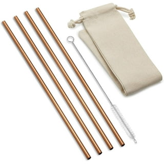 4 Stainless Steel Straws Big Straw Extra Wide 1/2 x 9.5 Long Thick FAT -  CocoStraw Brand 