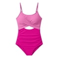 thumbnail image 5 of OSOLU Girls One Piece Swimsuit Crisscross Hallow Out Pleated Athletic Bathing Suit With Adjustable Straps For Kids Teens 7-16Y Trendy Beachwear, 5 of 5
