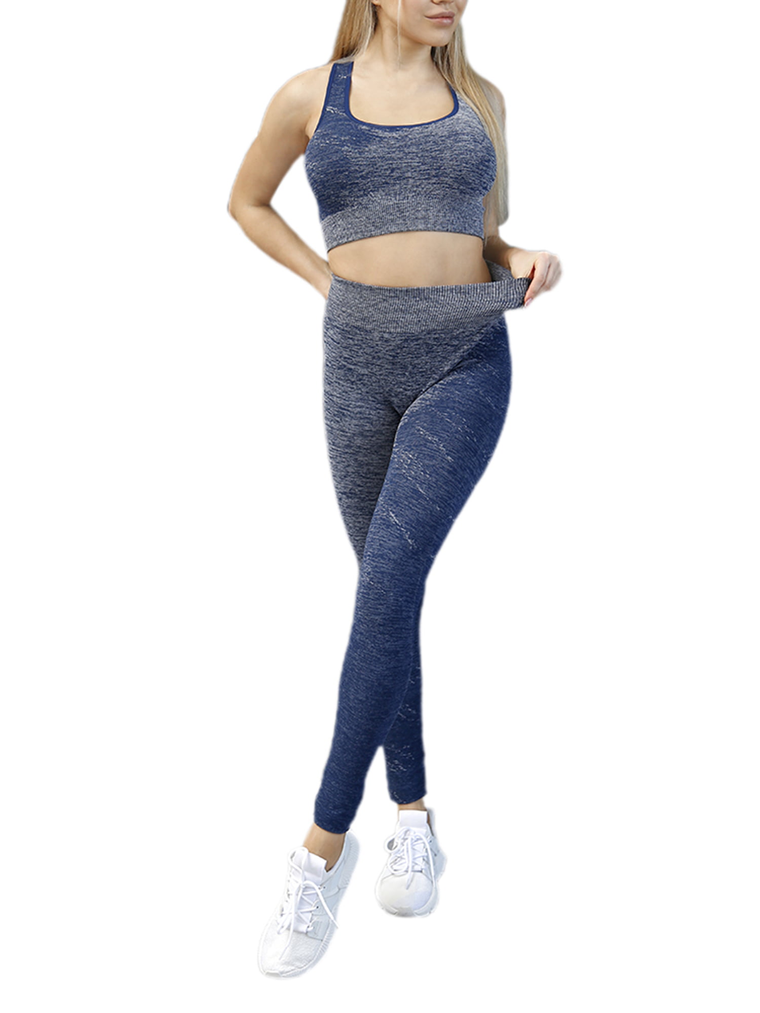 Women 2 Piece Outfits Yoga Seamless Sports Bra Tops Leggings Set Gym Clothes
