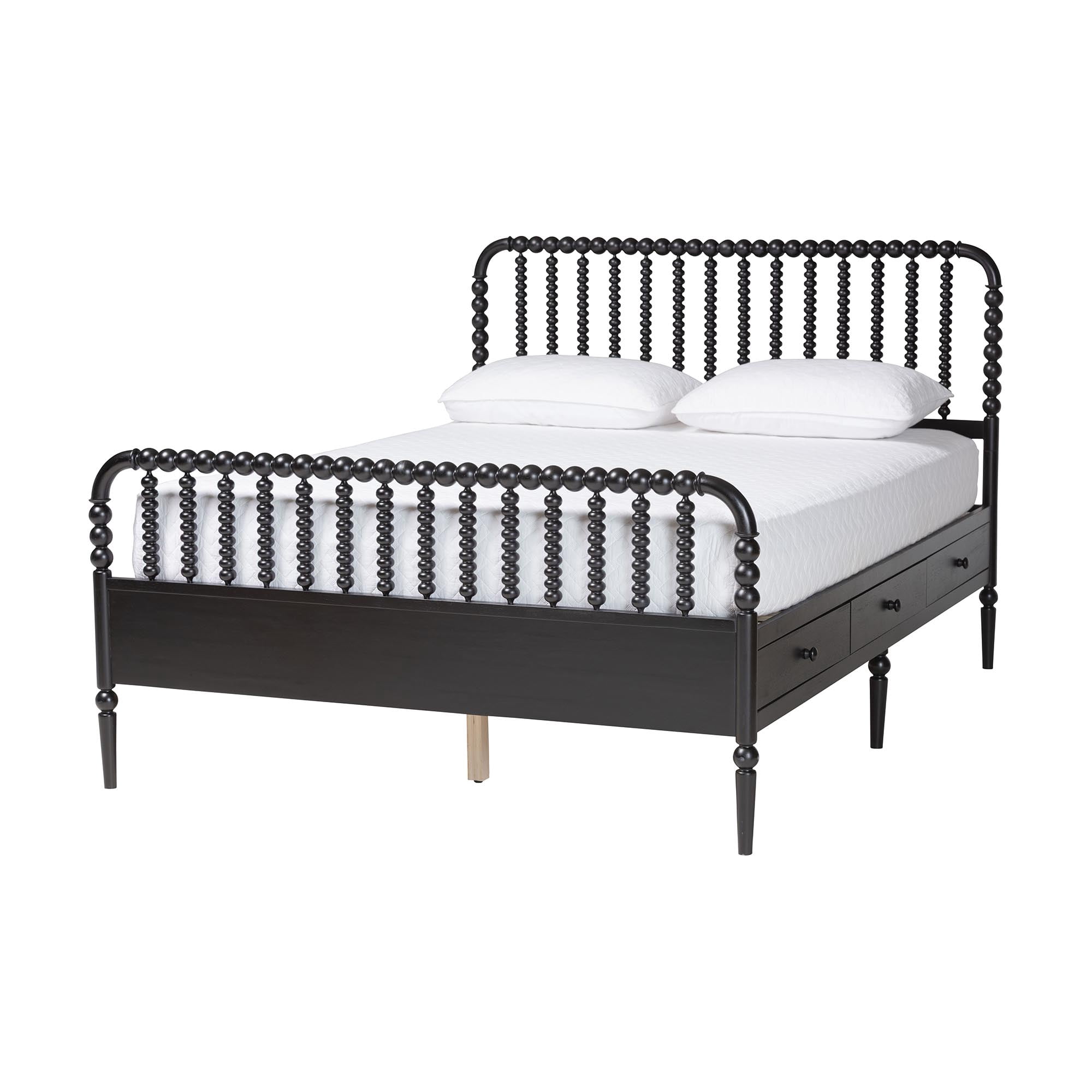 Baxton Studio Lucera Mid-Century Modern Platform Bed, Full, Black