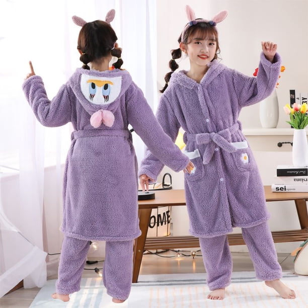 Pijamas de Hello Kitty Kawaii de Sanrios, ropa de dormir con capucha y dibujos animados de corazón de terciopelo coral para niñas y niños, juguetes de regalo