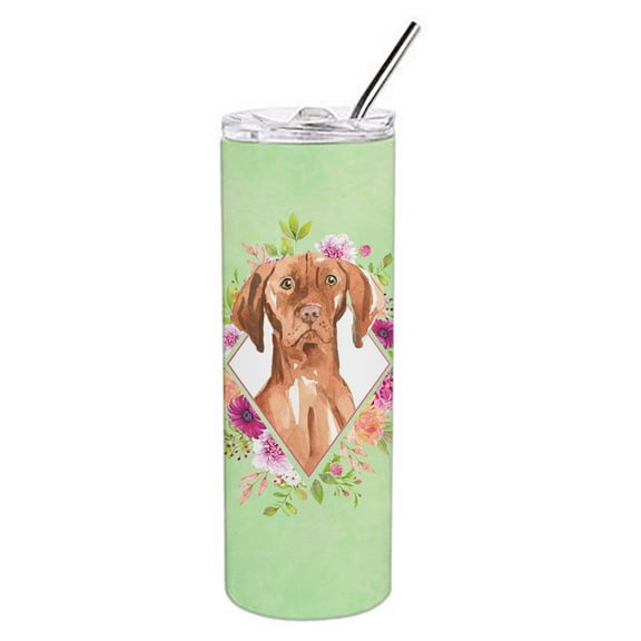 Carolines Treasures CK4392TBL20 Vizsla Green Flowers Stainless Steel 20 oz Skinny Tumbler 20 oz multicolor