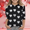 thumbnail image 2 of WEIYLL T-Shirts pour Filles Imprimé Cœur Col Rond Fonctionnel Manches 3/4 Décontracté Noir 13-14 Ans, 2 of 5