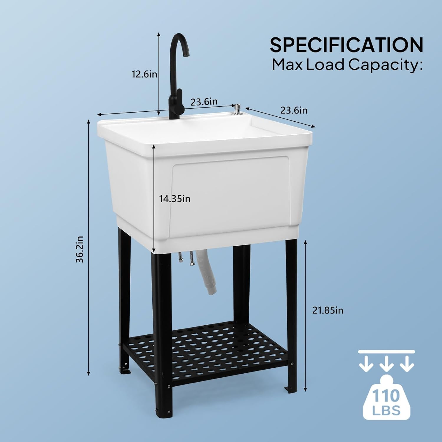 Ktaxon Freestanding Utility Sink Laundry Tub, with Stainless Steel Faucet, for Washing Room