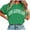 Green, variant on HomeDM Women's Short Sleeve Shirts, Crew Neck Letter Print Summer Loose Fit Tee Shirts Casual Tops - Green/L