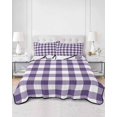 thumbnail image 3 of Purple Checkered Twin XL Size Down Alternative Comforter, Lightweight Comforter Quilt Bedding Set with Pillow Shams Farmhouse Buffalo Plaid All Seasons Bed Comforter Duvet Insert 68"x98", 3 of 7