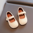 thumbnail image 5 of Viluyesy Girls Casual Closed Toe Penny Loafers Leather School Uniform Dress Shoes Princess Flats Beige Size 7, 5 of 10
