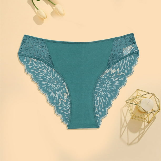 Gibobby Calzones para mujer sexy Ropa interior sexy de cintura para mujer bragas de color solido ropa interior de encaje bragas para mujer Verde M Walmart en linea
