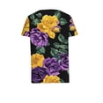 thumbnail image 6 of JTZGDY Boho Floral Tops for Women Cute Summer Short Sleeve Asymmetric Button V Neck Collared Business Work T-Shirts Dressy Casual Tunic Blouse Black#03 S, 6 of 6