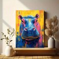 thumbnail image 6 of Qisvanset 12x16 Inch Framed Canvas Wall Art Vibrant Abstract Hippo Modern Expressive Animal Living Room Decor, 6 of 8