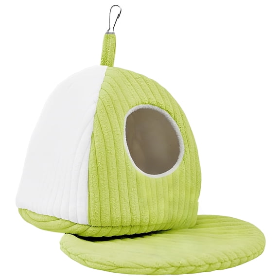 Plush Bird Nest, Winter Warm Bird House for Cage, Soft Hanging Hammock Sleeping Nest with Pad, M Size, Cozy Bed for Parakeet Cockatiel Canary Lovebird Finch, 6.6 in Tall