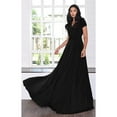 thumbnail image 3 of KOH KOH Long V-Neck Flowy Cap Short Sleeve V-Neck Bridesmaid Wedding Guest Party Formal Summer Sundress Tall Gown Maxi Dress Dresses For Women Black XXX-Large US 22-24 NT074, 3 of 8