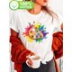 thumbnail image 1 of Camiseta De Mujer Verano Casual Mujer Básica Camiseta Para Deportes Callejeros PlayaWomen's 100% Tie-Dye Art Print T-Shirt – Short Sleeve Crew Neck Casual Top with Vibrant Palette Design for Summer, 1 of 6