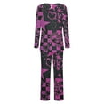 thumbnail image 5 of YWDJ Pajamas for Women Set Long Sleeve Lightweight Plus Size Floral Shirt 2 Piece Long Pants Loungewear L Black, 5 of 6