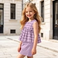 thumbnail image 5 of Yutgune Toddler Girl Cute Summer Outfits Plaid Sleeveless Tops and Shorts 2 Piece Set, 3-10 Years, 5 of 7