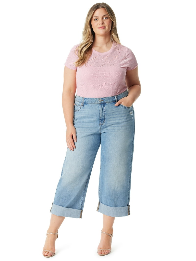 Jessica Simpson Women's Plus Zinnia Boyfriend Jeans Mid Rise