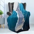 thumbnail image 4 of Whale Soft Flannel Fleece Throw Blanket, Cartoon Whale Swimming Under Ocean with Fish Shells near Palm Island Environment, Cozy Plush for Indoor and Outdoor Use, 50" x 60", Multicolor, by Ambesonne, 4 of 5