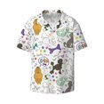 thumbnail image 4 of Uemuo Colorful Poodle Dog Pattern Cotton Linen Short Sleeve Shirts,Casual Lightweight Button Down Shirts,Vacation Beach Summer Tops-X-Large, 4 of 7
