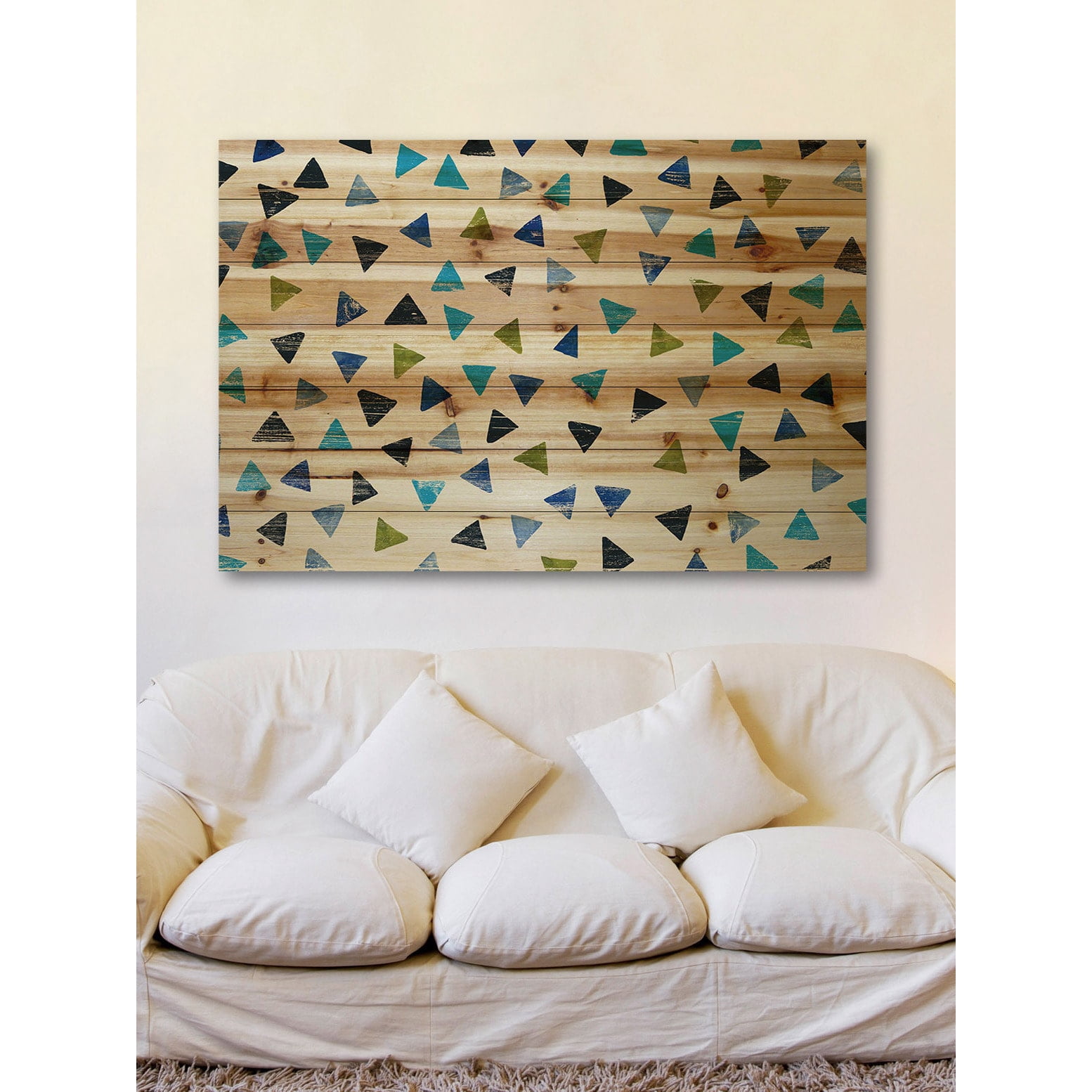 Marmont Hill - "Triangle Confetti" Painting Art Print on Natural Pine Wood