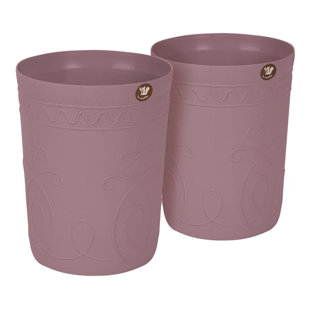 Set De 2 Cestos Decorativos Redondos Bordados (Rosa Magnolia)