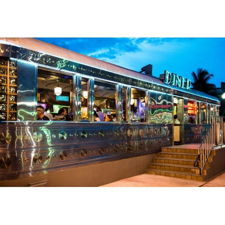 Miami South Beach and Art Deco - Diner Restaurant - Florida - USA Print Wall Art By Philippe (Best Indian Restaurant In Miami Fl)