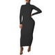 thumbnail image 3 of Otoño e Invierno de las mujeres de Color de manga larga de cuello alto ceñido al cuerpo Maxi vestido ajustado Sexy vestidos largos para diario de talla grande S-2X, 3 of 6