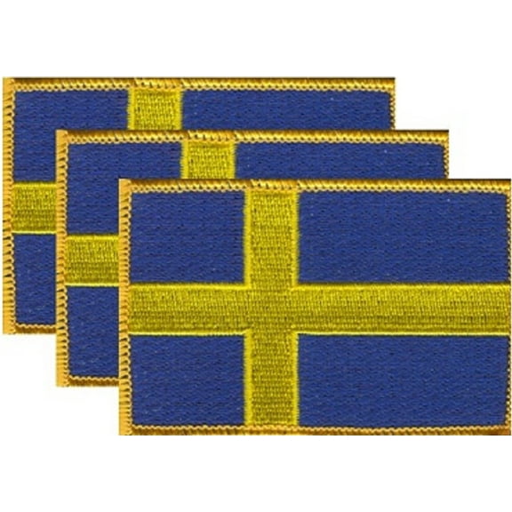 Sweden Flag Patch, Embroidered Iron On or Sew On, Measures 3.50" x 2.25"