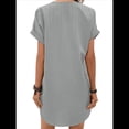 thumbnail image 2 of Camisa de Verano para Mujer, de Algodón y , con Cuello en V, Informal, de Corta, Holgada, Color Gris , Talla XXL, 2 of 5