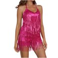 thumbnail image 6 of REALiKUN Sequin Fringe Romper Sparkly Glitter Metallic Jumpsuits For Women,Backless Shorts Dress Disco Dance Outfit, 6 of 8