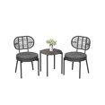 thumbnail image 1 of Ensemble Bistro de Patio en Osier 3 Pcs – Chaises de Salle à Manger d'Extérieur en Rotin avec Table en Verre Trempé pour Jardin, Balcon, Cour Arrière Ou Appartement, 1 of 7