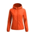 thumbnail image 3 of XUNKUSGA Womens Rain Jacket with Hood Classic Solid Color Sun Protection Full-Zip Hiking Jackets Lightweight Windbreaker Jacket Women with Elastic Cuffs,Orange,L, 3 of 8
