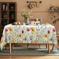 thumbnail image 2 of Pbobriich Wildfloral Linen Tablecloth 54X78 Inch Rectangular,Rustic Table Cover for Party Picnic Dinner Decor, 2 of 4