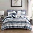 thumbnail image 1 of Chezmoi Collection Cabana 7-Piece Yarn-Dyed Striped Jacquard Comforter Set, 1 of 9