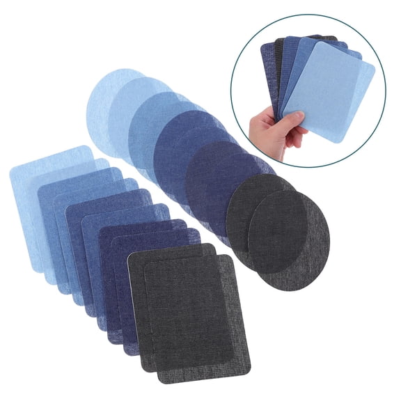 KAKOWELY 20Pcs Durable Embroidery Patches for Jeans with Oval Knee and Rectangle Appliques