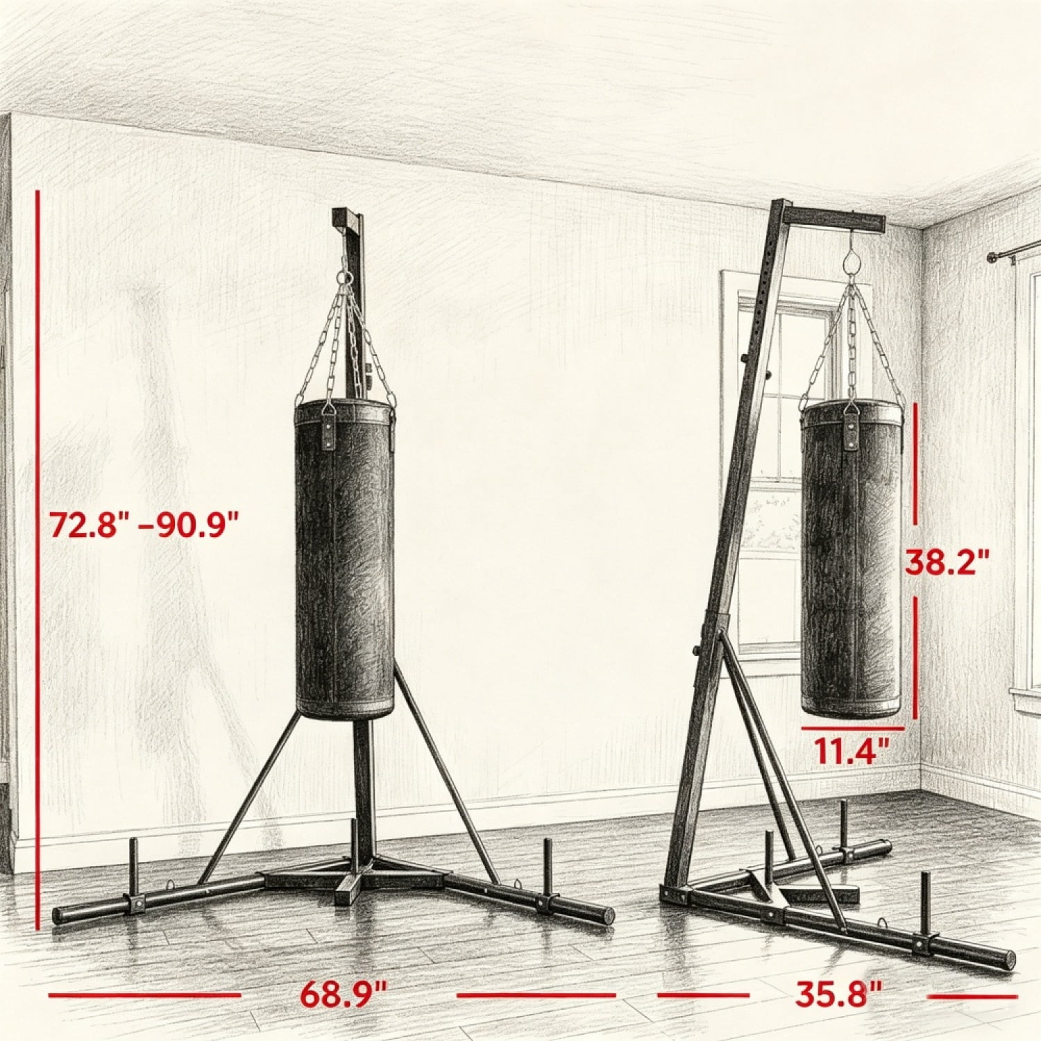 FENGFAN Adjustable Punching Bag Stand with Canvas Sandbag, Heavy Duty Steel Freestanding Boxing Trainer