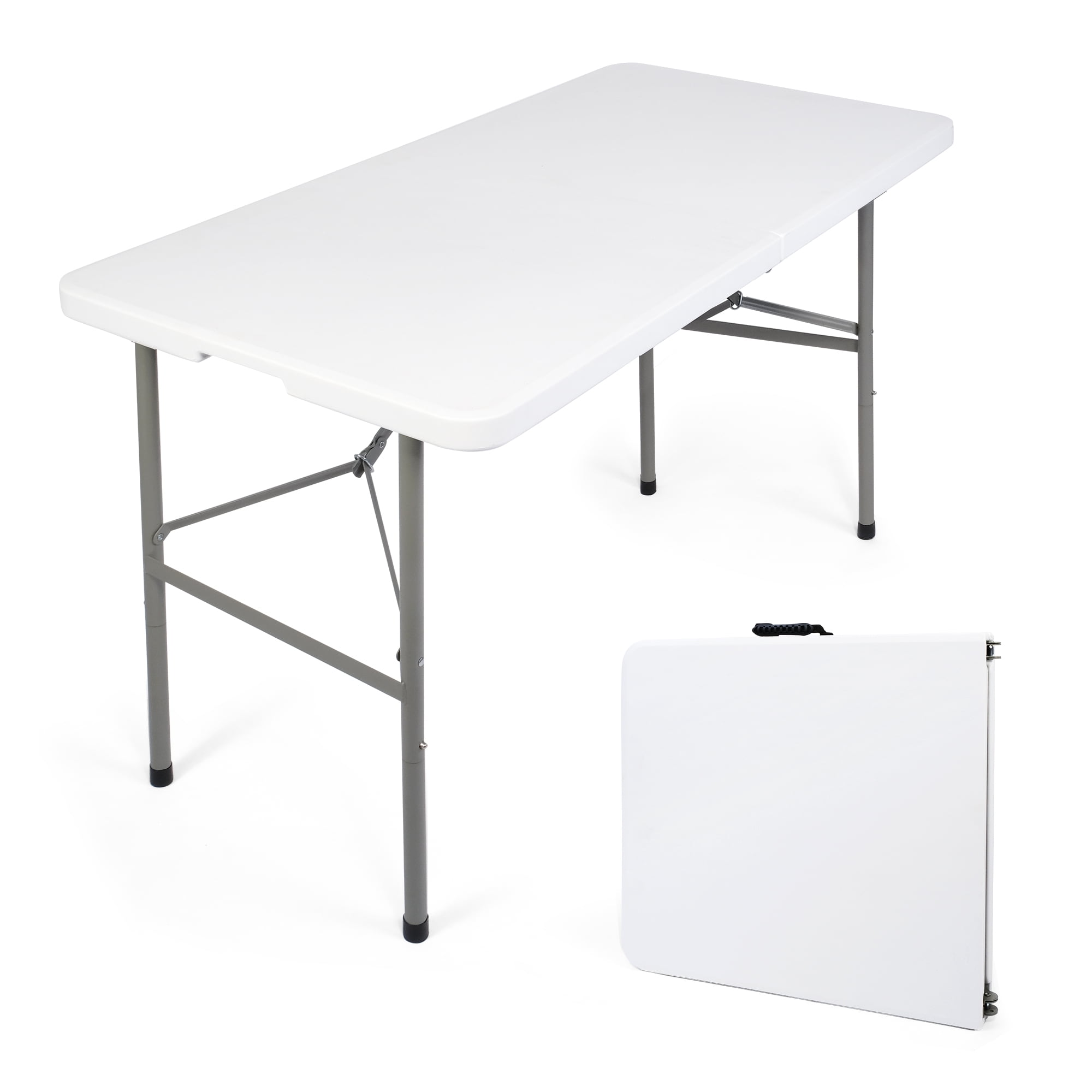 KARMAS PRODUCT 4FT FoldinHalf Camping Table 48'' White Portable