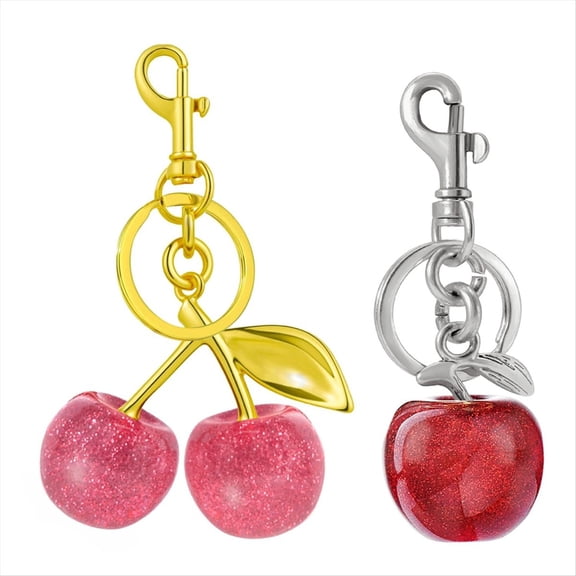 Cherry Bag Charm Cute Cherry Keychain Red Pink Handbags Purse Key Chain Accessories Birthday Christmas Gifts,2 * keychain