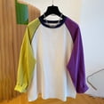 thumbnail image 2 of Baberdicy Plus Size Color Block T-Shirts - 2025 Long Sleeve Loose Tops (Spring/Autumn Layering Essentials, Casual Base Shirt) Purple M, 2 of 3