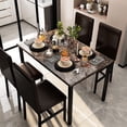 thumbnail image 4 of MIERES 5-Piece Dining Table Set for 4, Faux Marble Kitchen Table and 4 Chairs, Modern Dining Room Table with 4 Chairs, Dinner Table Set for Small Spaces, Brown, 4 of 9