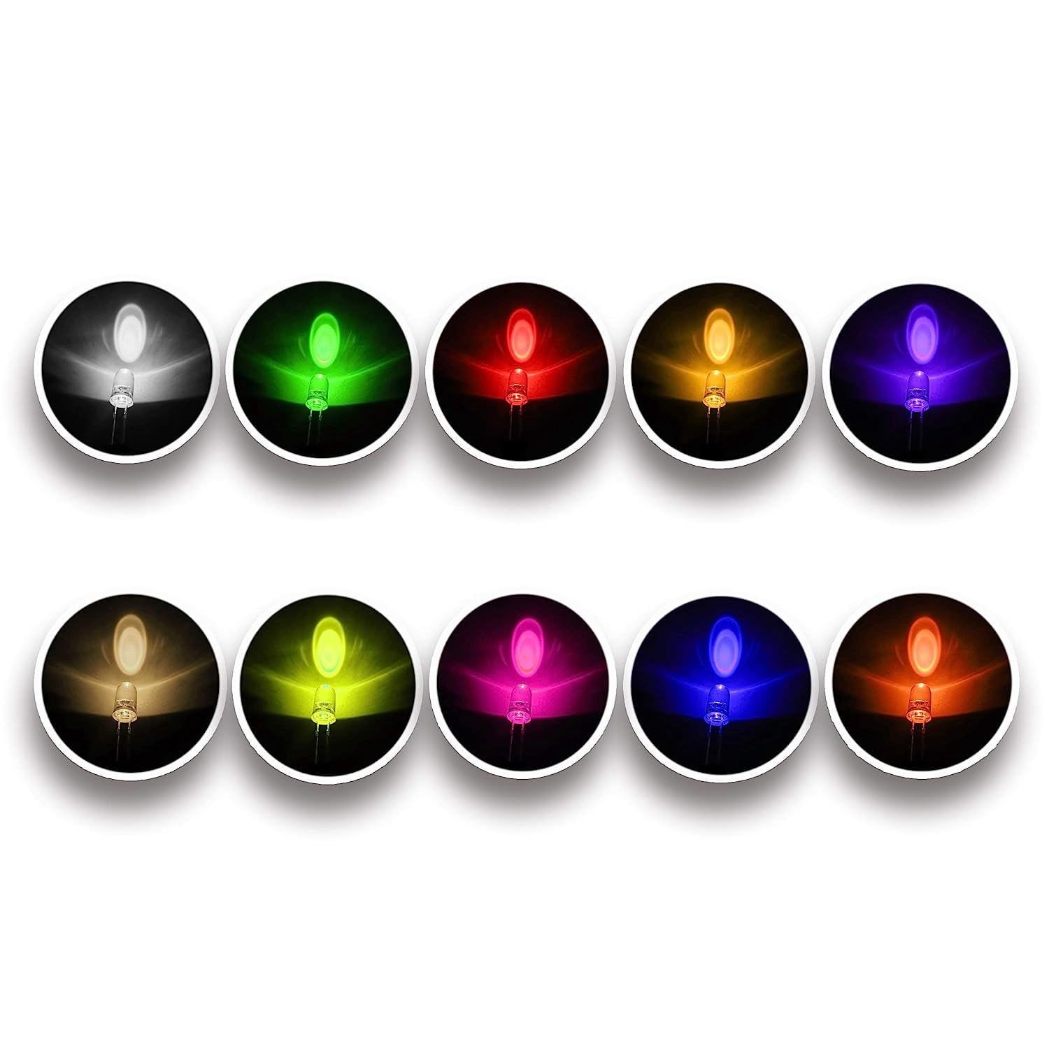 10 colors 400 pieces 3 diode LED mixed set package (red/orange/yellow/green/blue transparent 2-3.220) bright lighting LED lights electronic components 3 LED parts