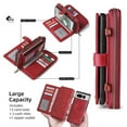 thumbnail image 6 of Feishell for Google Pixel 7 Pro Crossbody Wallet Case,PU Leather Lager Capacity Detachable Cover Magnetic Buckle Card Slots Zipper Pocket Kickstand Phone Case with Adjustable Shoulder Strap,Red, 6 of 8