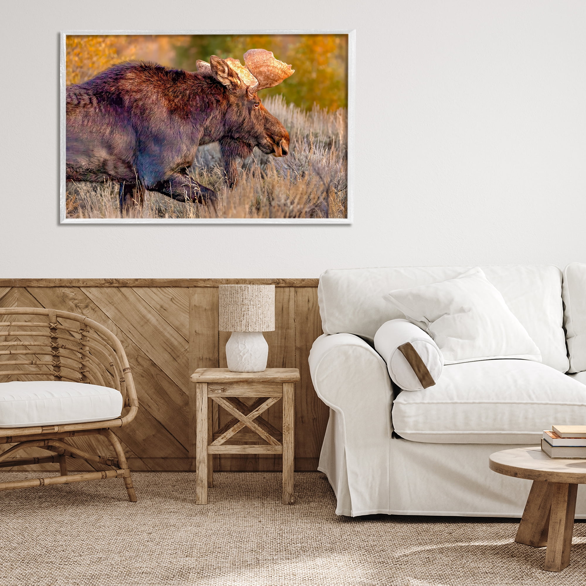 Stupell Industries Bull Moose At Dusk White Framed Giclee Art, design by Shelley Carlisle