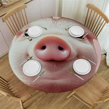 

Autua Pig with Flower Crown Round Tablecloth Stain-Resistant Washable 100% Polyester Tablecloth for Indoor Outdoor Restaurants Weddings Parties 54 -58